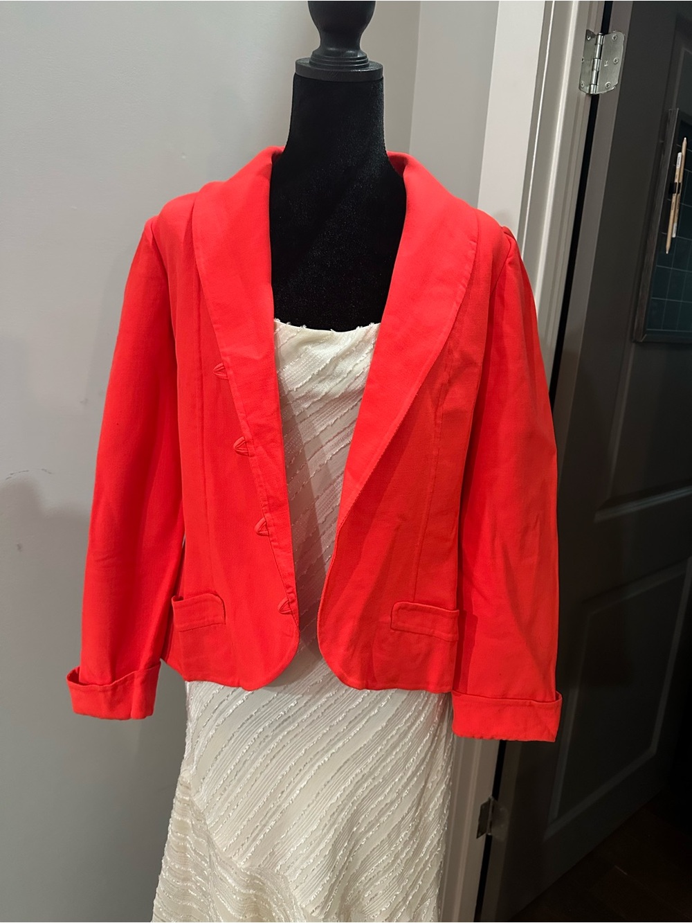 Vintage andre laug Women's Vibrant Coral-Red Tailored Blazer 1980’s